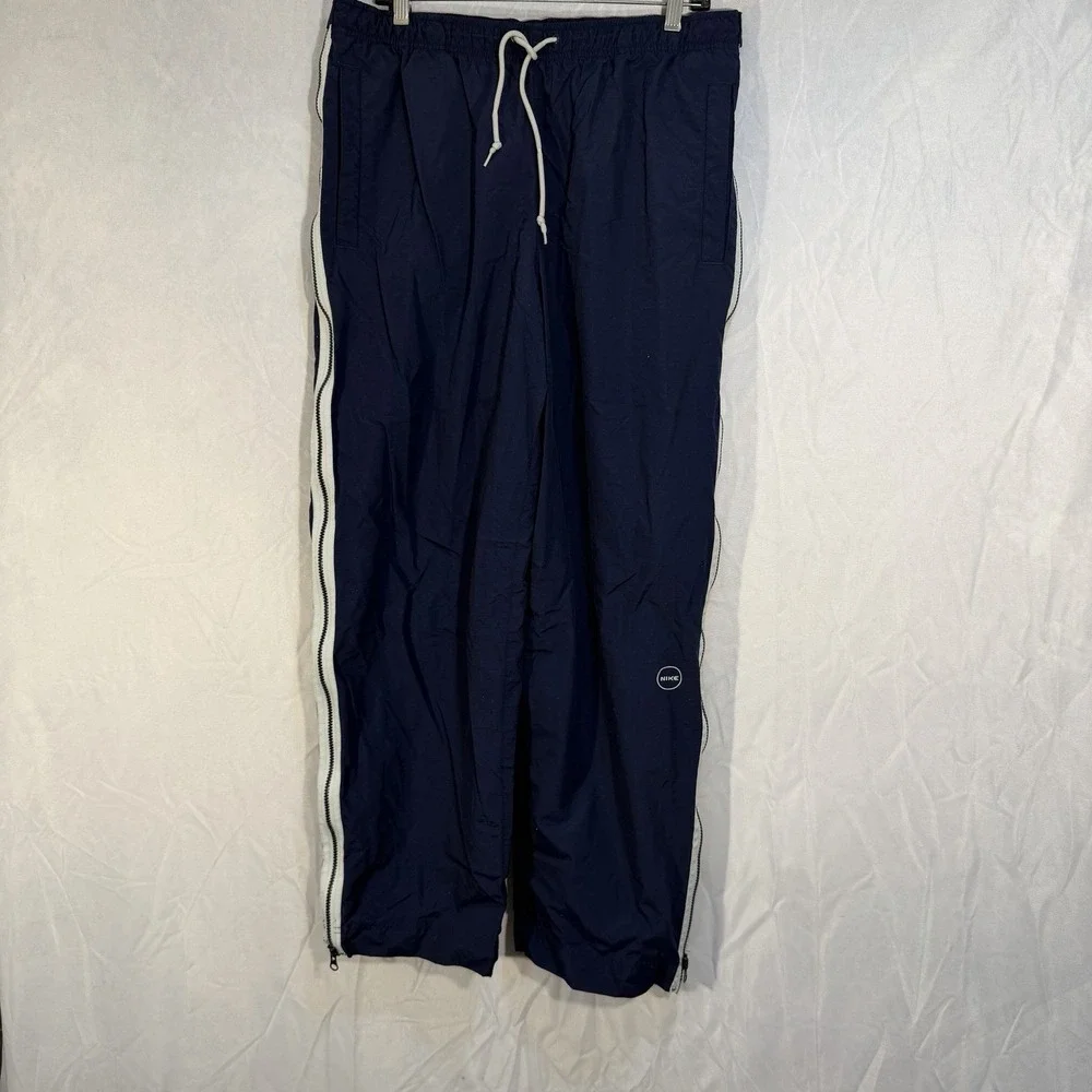Vintage Nike Ripstop Track Pants Full Side Zippers Blue Men's L Wide‎ Leg